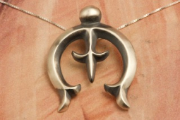 Native American Jewelry Burnished Sterling Silver Naja Pendant
